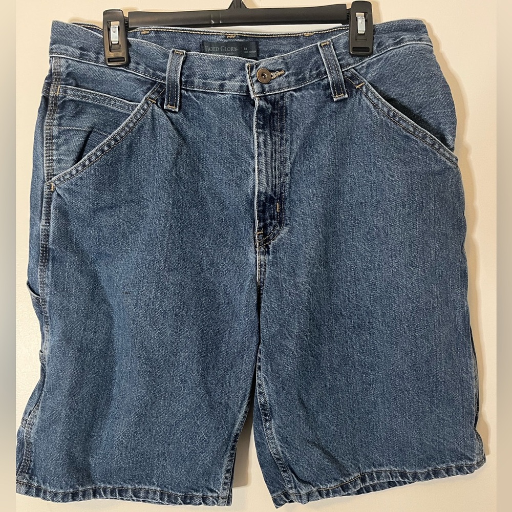Men's Blue Denim Shorts Faded Glory Size 34